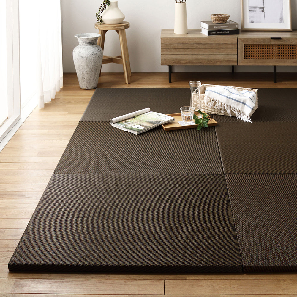 水拭き可 軽量 い草風 置き畳 ユニット畳 82cm幅 【単色】 ブラウン