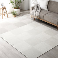 日本製 置くだけでズレない 洗える北欧調タイルカーペット ラグ用セット 約160×160cm(16枚セット) オフホワイト×グレージュ