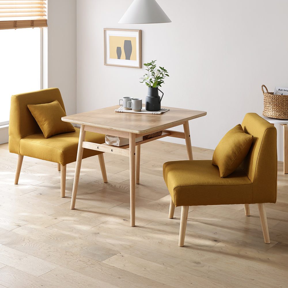 ソファダイニング 3点セット 『Mivo ミヴォ』 イエロー