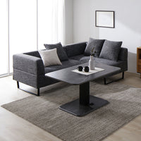 コーナーカウチソファ 『NAXAM ナザム』 テーブルセット(カウチ+カウチ+テーブル) ソファ:ミックスグレー/テーブル:ストーングレー(大理石調) スチール脚