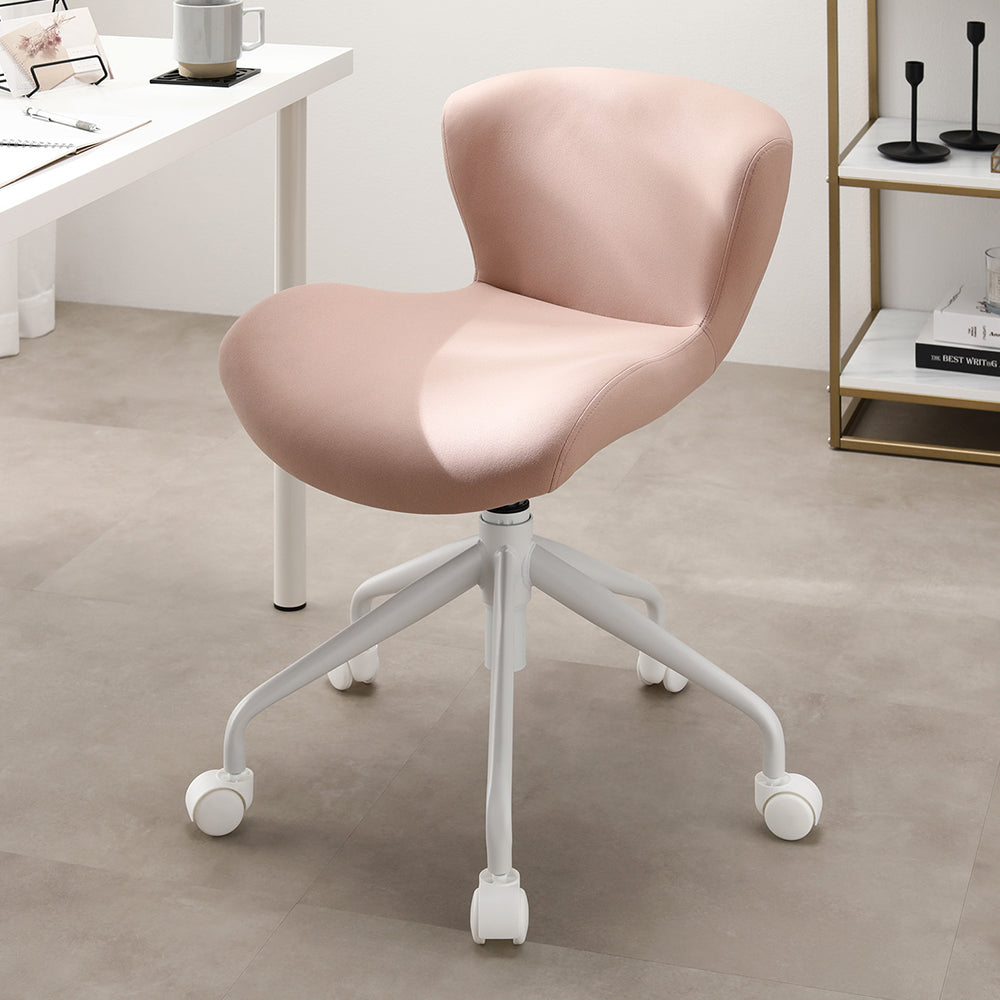 デスクチェア 『Luona ルオナ』 ピンク(ホワイト脚) スエード調生地