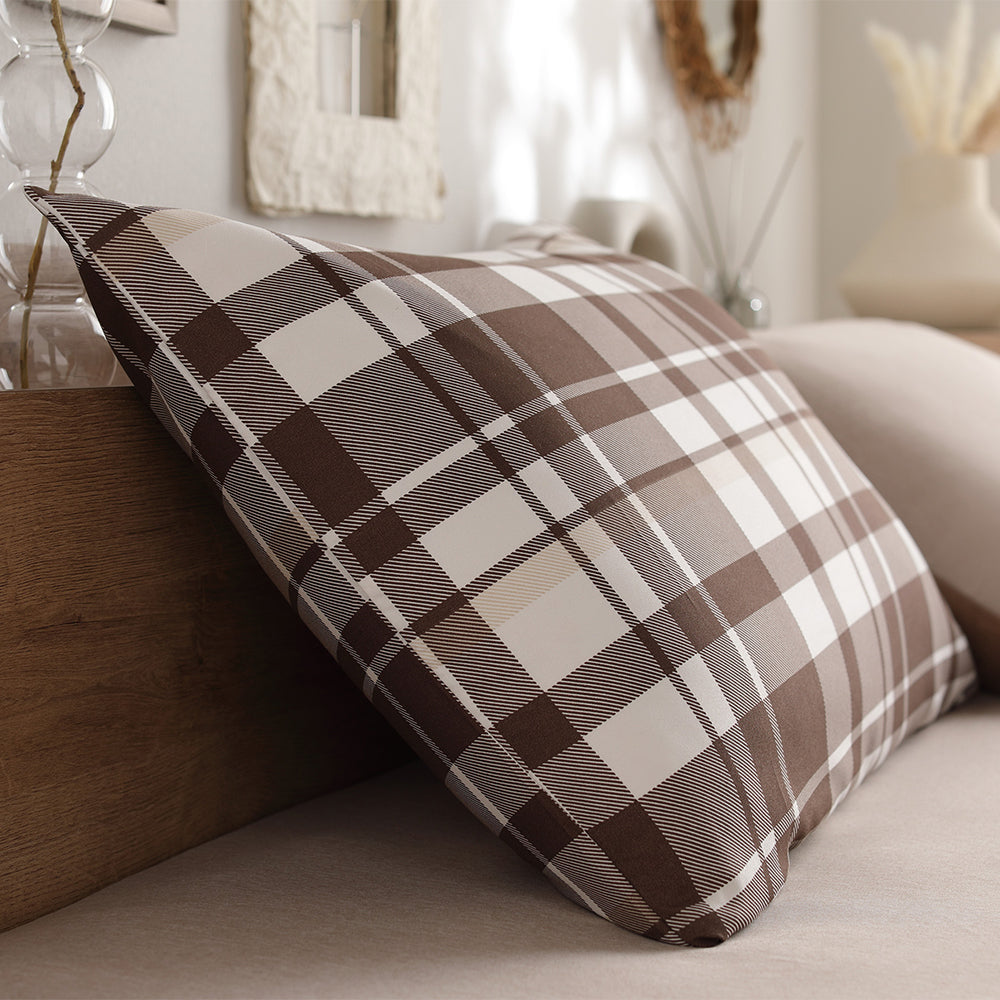 なめらかピーチスキン速乾 枕カバー 単品 モカチェック