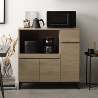 異素材MIX キッチンカウンター 『Liora リオラ』 90cm幅 グレージュ