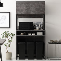 異素材MIX キッチンボード ゴミ箱収納 『Liora リオラ』 90cm幅 ストーングレー