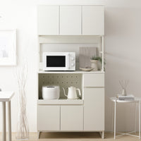 異素材MIX キッチンボード 『Liora リオラ』 90cm幅 ホワイト