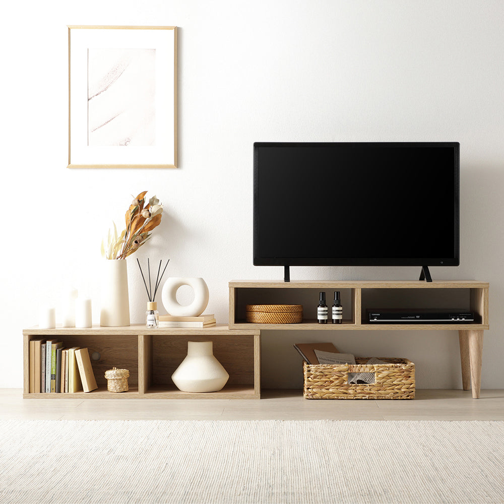 伸縮テレビボード オープンタイプ 『Aureva オーレヴァ』 90~163cm幅 ナチュラル
