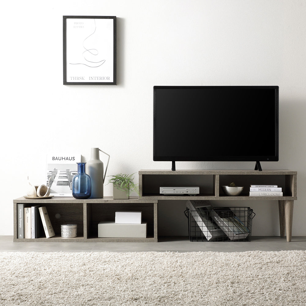 伸縮テレビボード オープンタイプ 『Aureva オーレヴァ』 90~163cm幅 グレージュ