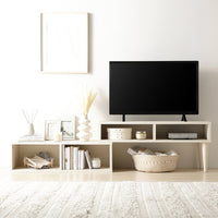 伸縮テレビボード オープンタイプ 『Aureva オーレヴァ』 90~163cm幅 木目ホワイト