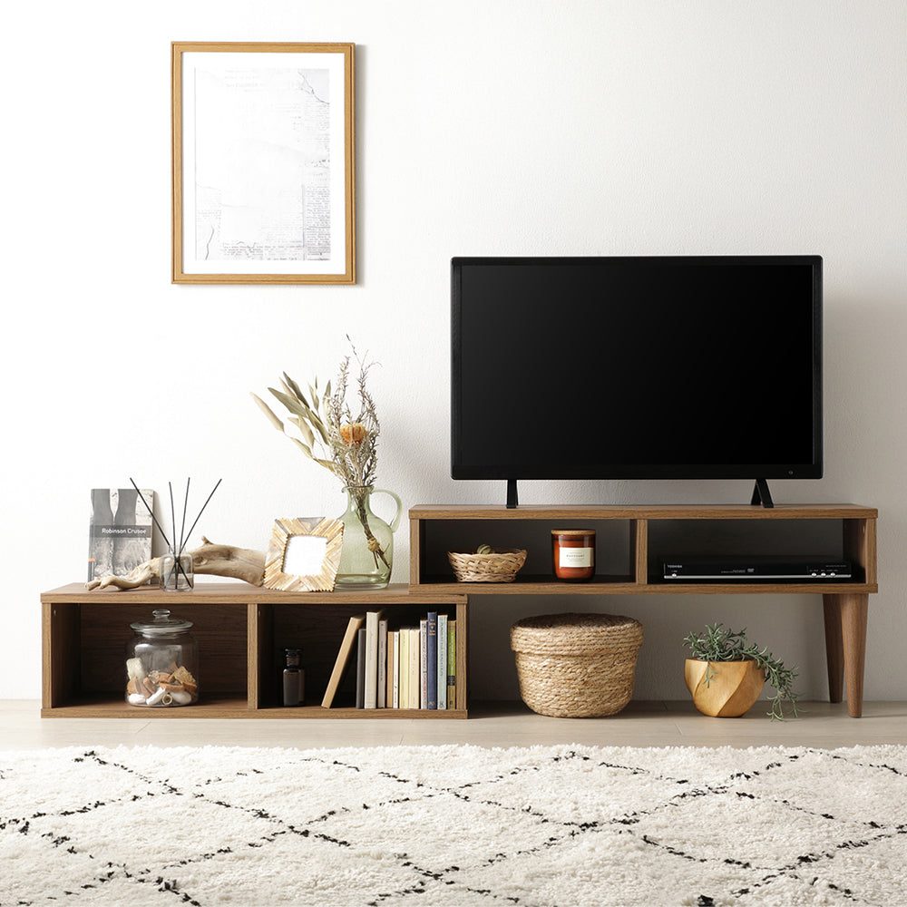 伸縮テレビボード オープンタイプ 『Aureva オーレヴァ』 90~163cm幅 ブラウン