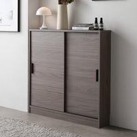 引き戸 キャビネット カウンター下収納 『Ecart エカート』 約幅90×奥行16cm グレージュ