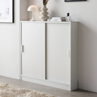 引き戸 キャビネット カウンター下収納 『Ecart エカート』 約幅90×奥行16cm ホワイト(木目なし)