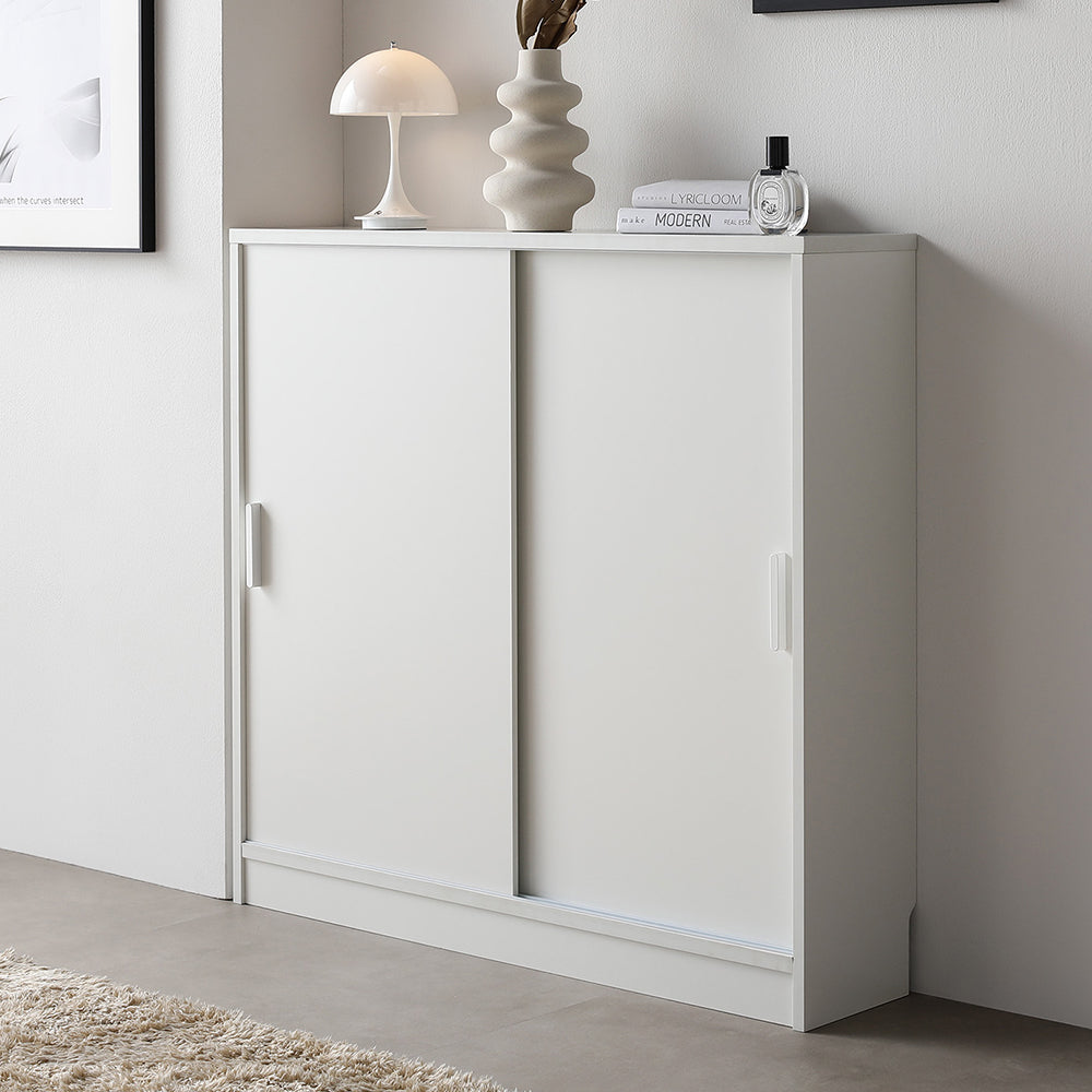 引き戸 キャビネット カウンター下収納 『Ecart エカート』 約幅90×奥行21cm ホワイト