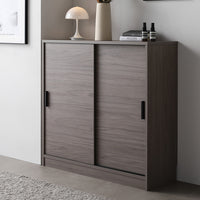 引き戸 キャビネット カウンター下収納 『Ecart エカート』 約幅90×奥行30cm グレージュ