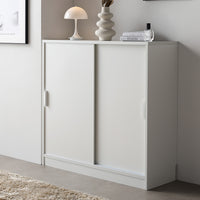 引き戸 キャビネット カウンター下収納 『Ecart エカート』 約幅90×奥行30cm ホワイト(木目なし)