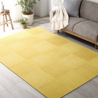 日本製 置くだけでズレない 洗える北欧調タイルカーペット ラグ用セット 約160×240cm(24枚セット) ペールイエロー