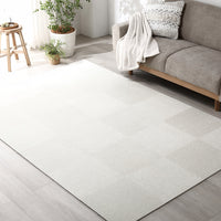 日本製 置くだけでズレない 洗える北欧調タイルカーペット ラグ用セット 約160×240cm(24枚セット) オフホワイト