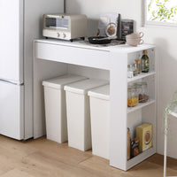 ごみ箱が収納できる キッチンカウンター 引き出し サイド収納付 幅98.5cm ホワイト