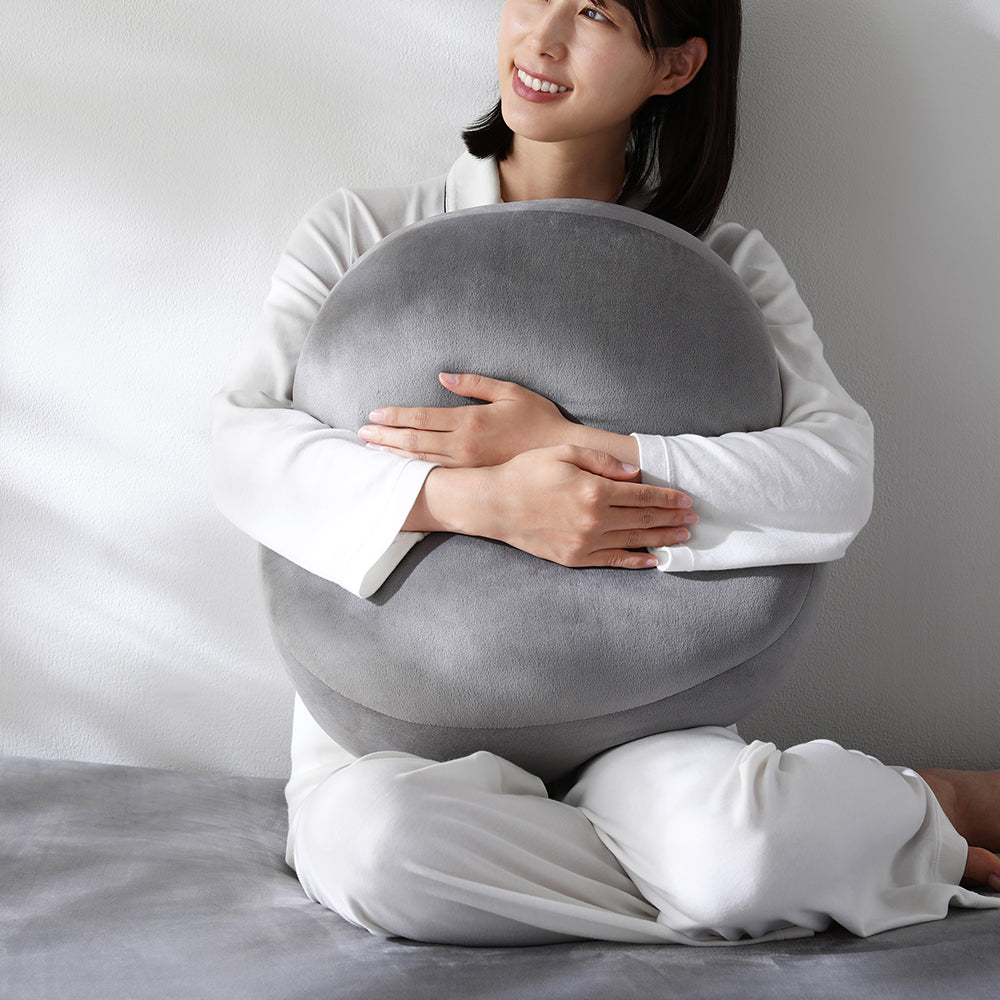 もっちり丸クッション 単品 暖かベロア『Velmoa ベルモア』チャコールグレー