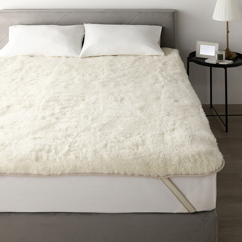 国産 ふんわり贅沢ロングパイル 敷き毛布 ウール100%