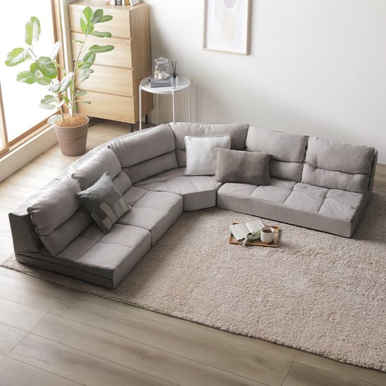 日本製 組み替えできる フロアコーナーソファ 4~5人掛け 4点セット・グレー