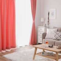 洗える遮光カーテン 4枚セット(ドレープ2枚・レース2枚) 幅100cm ピンク