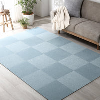 日本製 置くだけでズレない 洗える北欧調タイルカーペット ラグ用セット 約160×240cm(24枚セット) ペールブルー