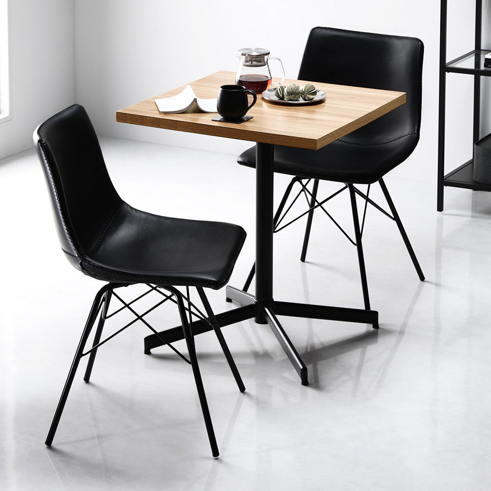 3点セット【テーブル(ナチュラル)+レギュラータイプ チェア2脚(ブラック)】