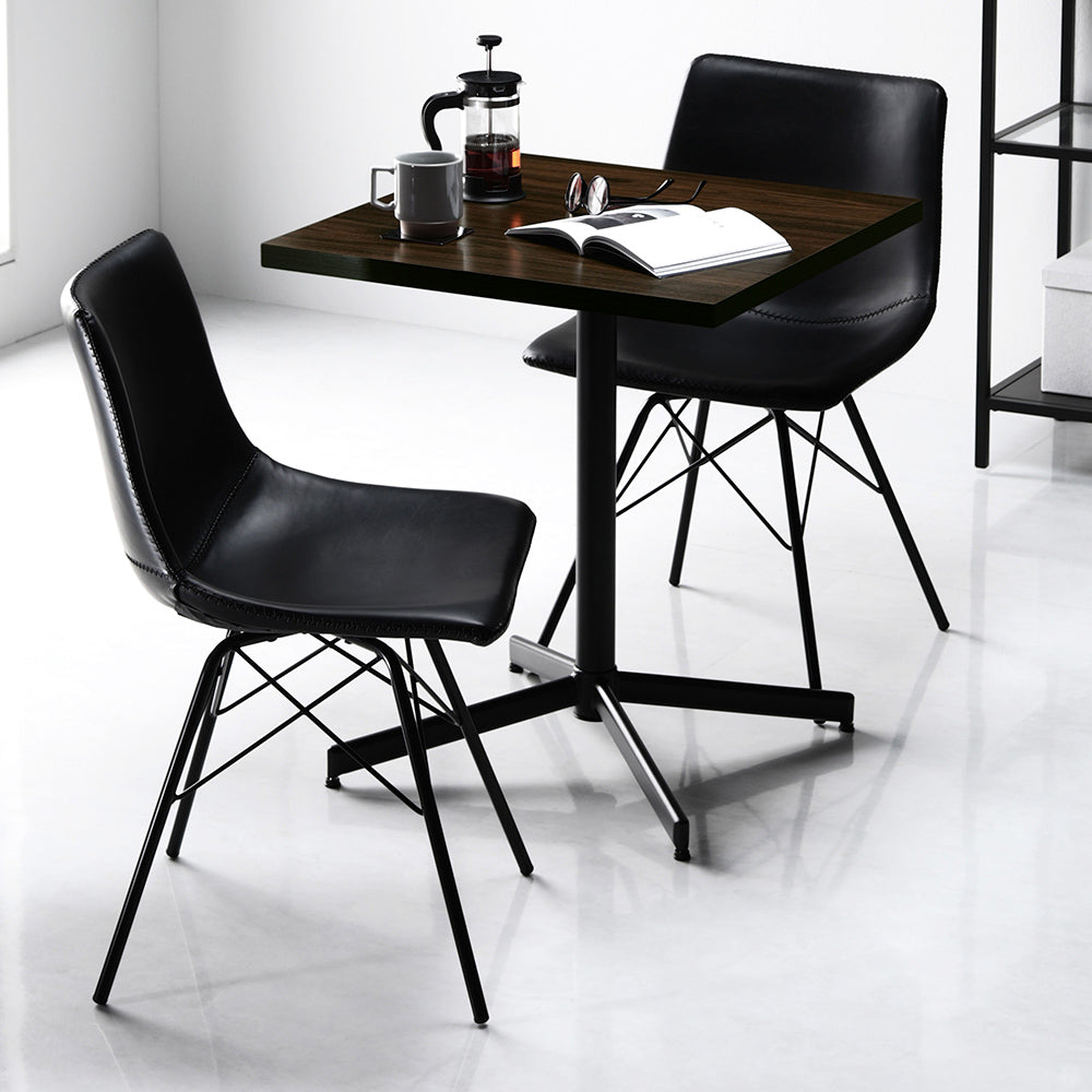 3点セット【テーブル(ダークブラウン)+レギュラータイプ チェア2脚(ブラック)】