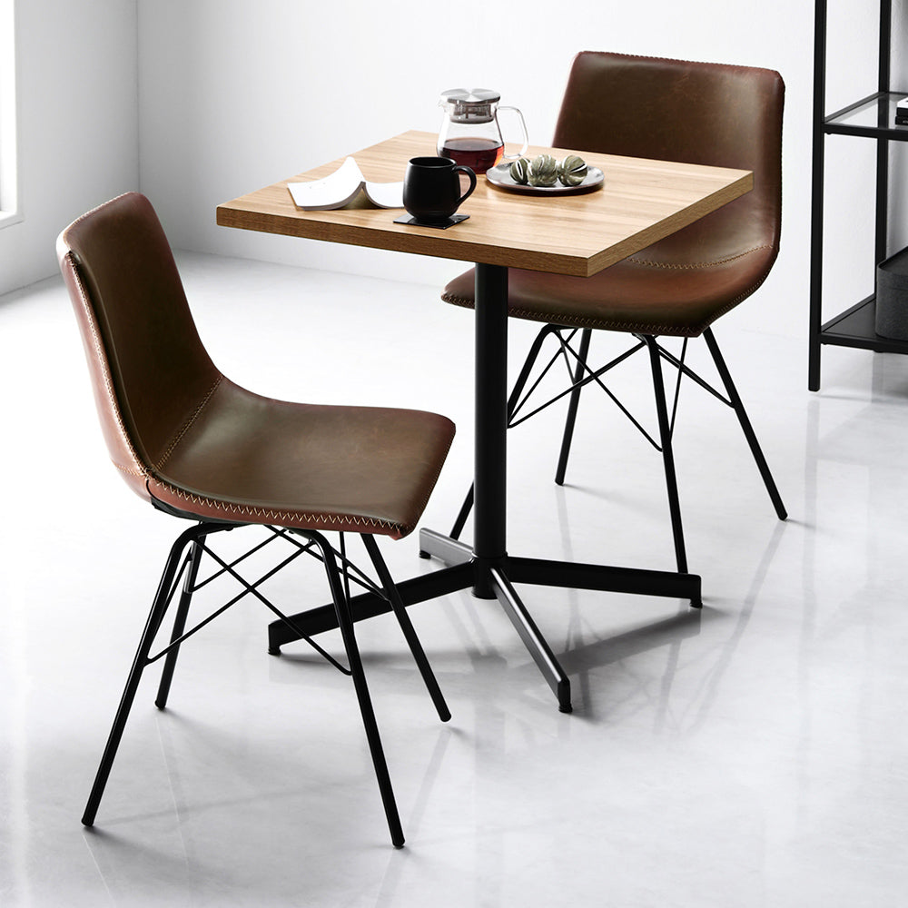 3点セット【テーブル(ナチュラル)+レギュラータイプ チェア2脚(ブラウン)】