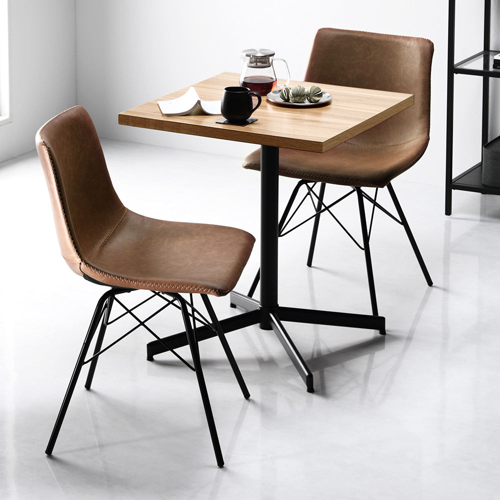 3点セット【テーブル(ナチュラル)+レギュラータイプ チェア2脚(キャメル)】