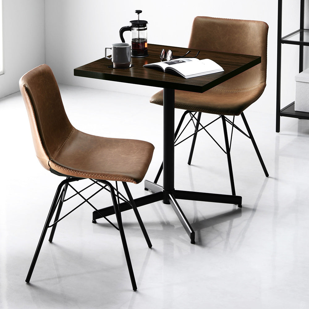 3点セット【テーブル(ダークブラウン)+レギュラータイプ チェア2脚(キャメル)】