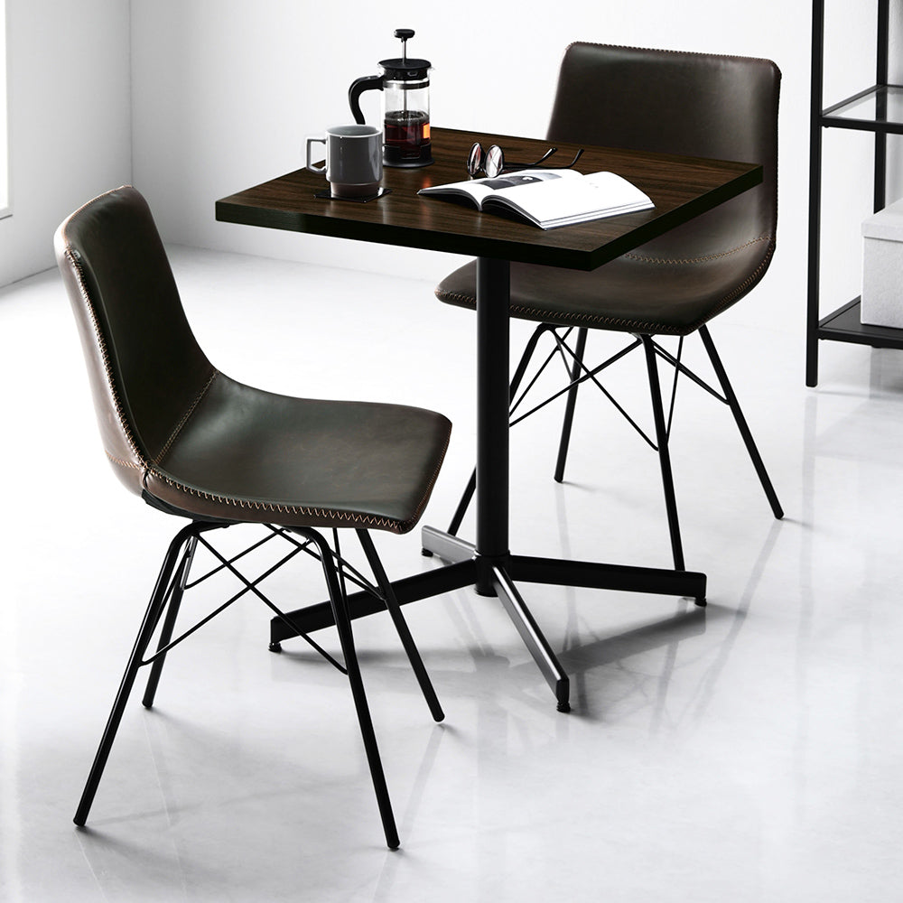 3点セット【テーブル(ダークブラウン)+レギュラータイプ チェア2脚(ダークブラウン)】