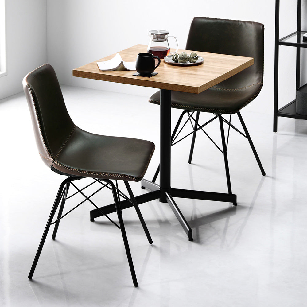 3点セット【テーブル(ナチュラル)+レギュラータイプ チェア2脚(ダークブラウン)】