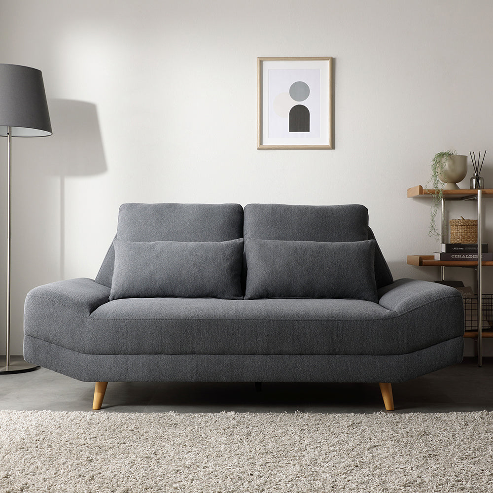 ワイド座面ソファ『Plento プレント』二人掛けソファ単品 ダークグレー