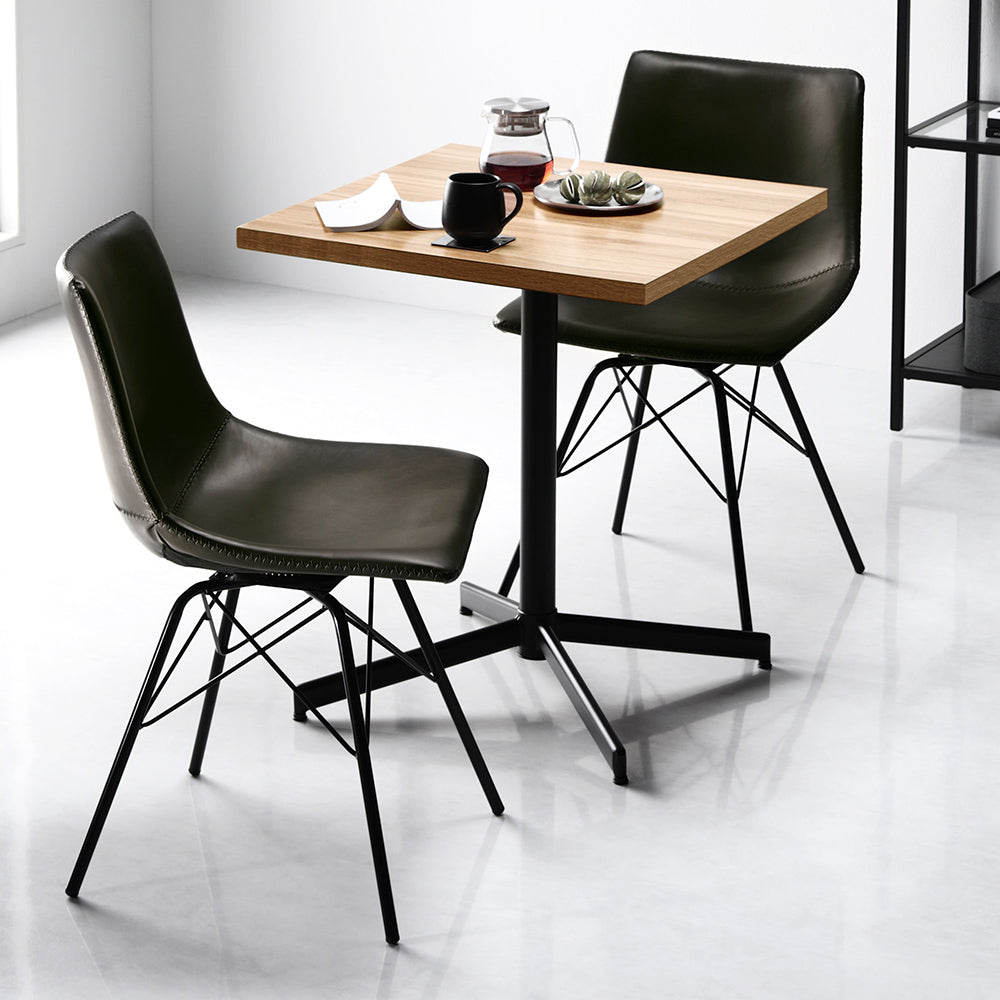 3点セット【テーブル(ナチュラル)+回転タイプ チェア2脚(ダークグレー)】