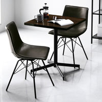 2人掛けダイニング3点セット(幅60cmテーブル/ダークブラウン+回転タイプチェア2点/ダークグレー)