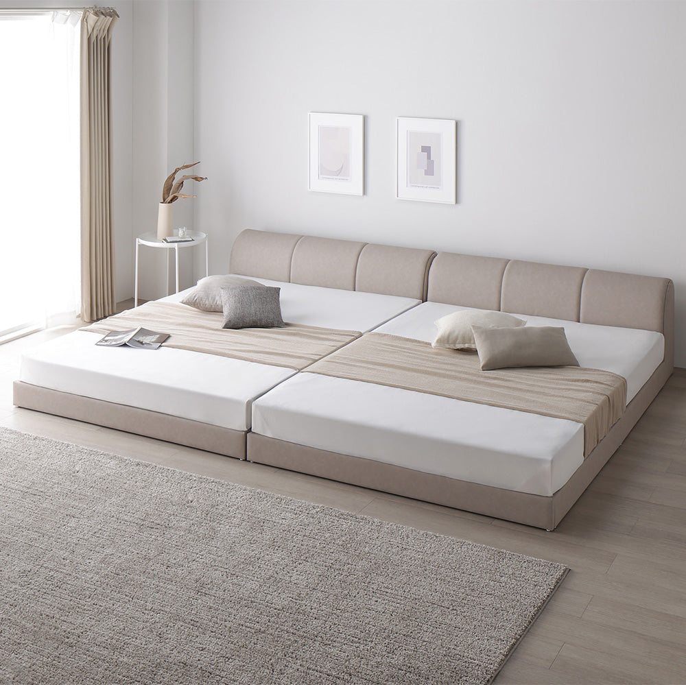 レザー調ローベッド 『OPTIM オプティム』 グレージュ ワイドキング280(D+D)