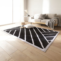 インド綿デザインラグシリーズ 約130×190cm Diagonal ネイビーブラック