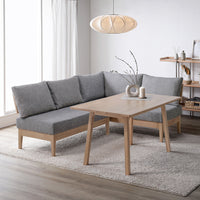 ソファダイニング L字3点セット(テーブル120cm+背付きベンチ+アーム付きベンチ) 『DINOVA ディノバ』 グレー