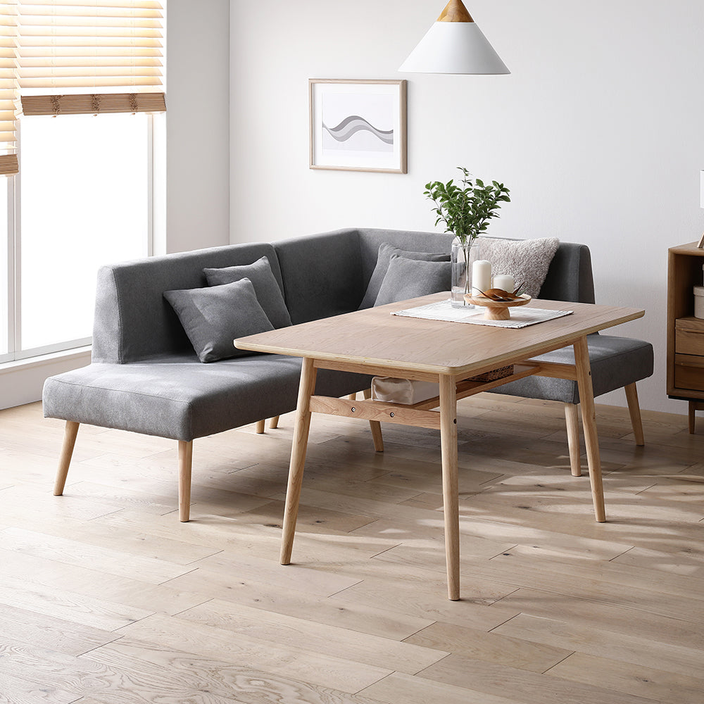 ソファダイニング L字3点セット(右カウチスタイル) 『Mivo ミヴォ』 グレー