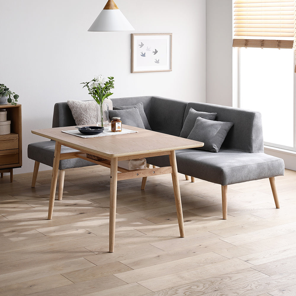 ソファダイニング L字3点セット(左カウチスタイル) 『Mivo ミヴォ』 グレー