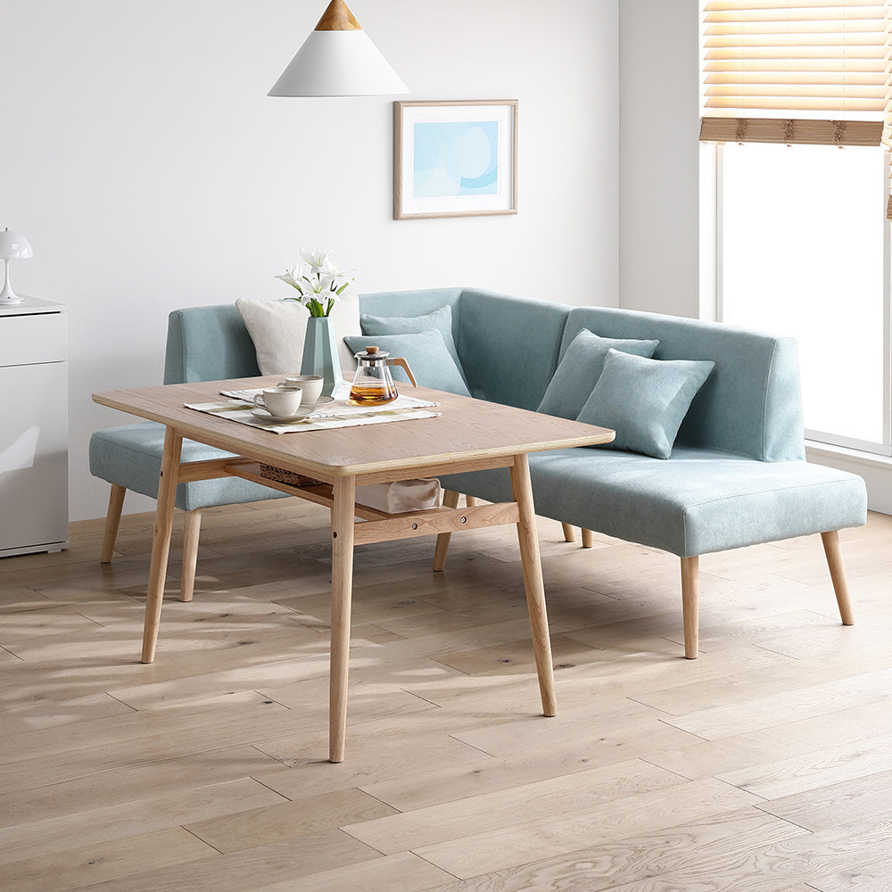 ソファダイニング L字3点セット(左カウチスタイル) 『Mivo ミヴォ』 ライトブルー