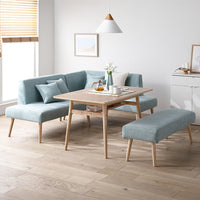 ソファダイニング L字4点セット(右カウチスタイル) 『Mivo ミヴォ』 ライトブルー