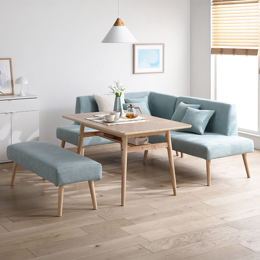 ソファダイニング L字4点セット(左カウチスタイル) 『Mivo ミヴォ』 ライトブルー