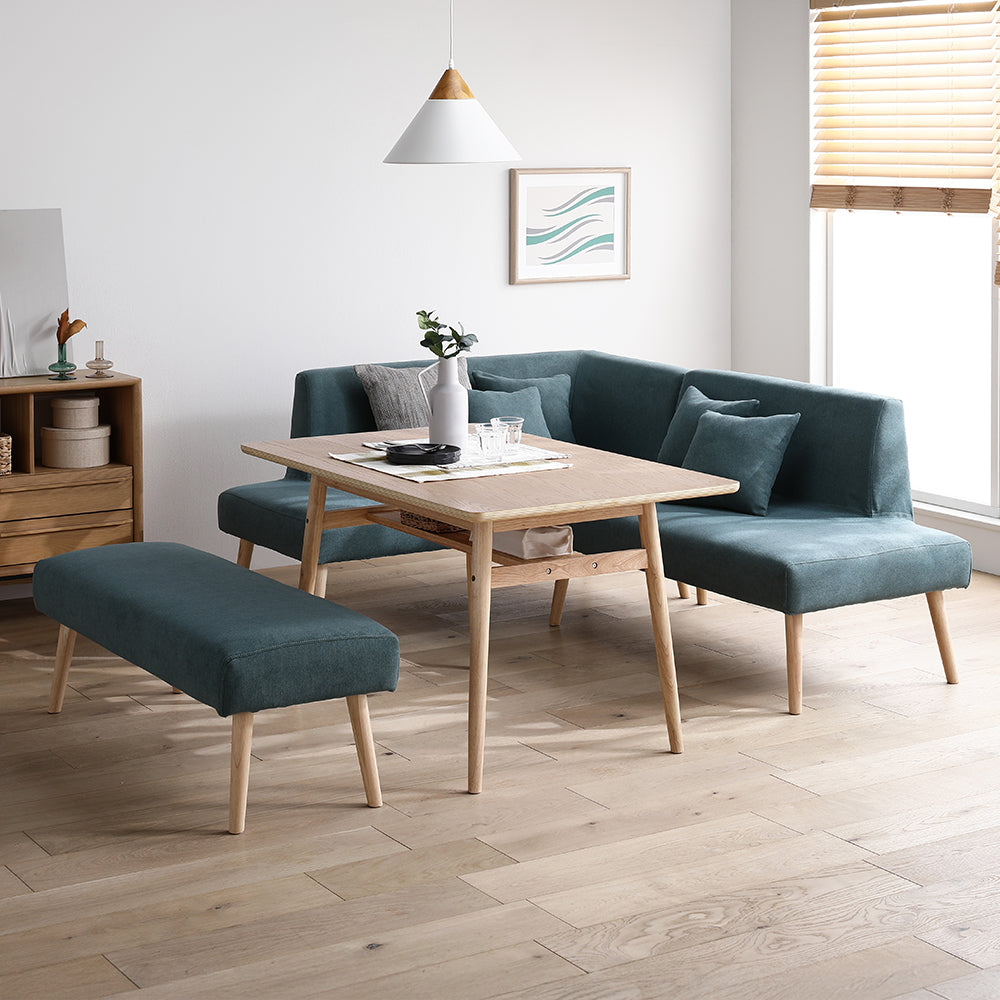 ソファダイニング L字4点セット(左カウチスタイル) 『Mivo ミヴォ』 シーグリーン