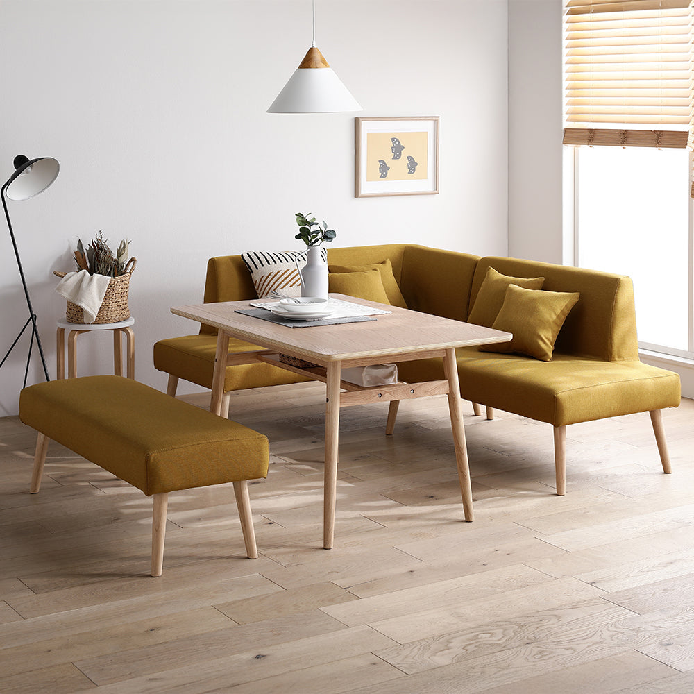 ソファダイニング L字4点セット(左カウチスタイル) 『Mivo ミヴォ』 イエロー