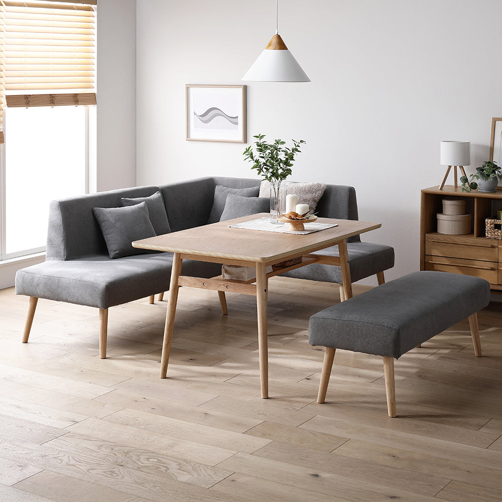 ソファダイニング L字4点セット(右カウチスタイル) 『Mivo ミヴォ』 グレー