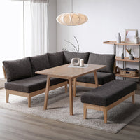 ソファダイニング L字4点セット(テーブル120cm+背付きベンチ+アーム付きベンチ+ベンチ) 『DINOVA ディノバ』 ダークブラウン