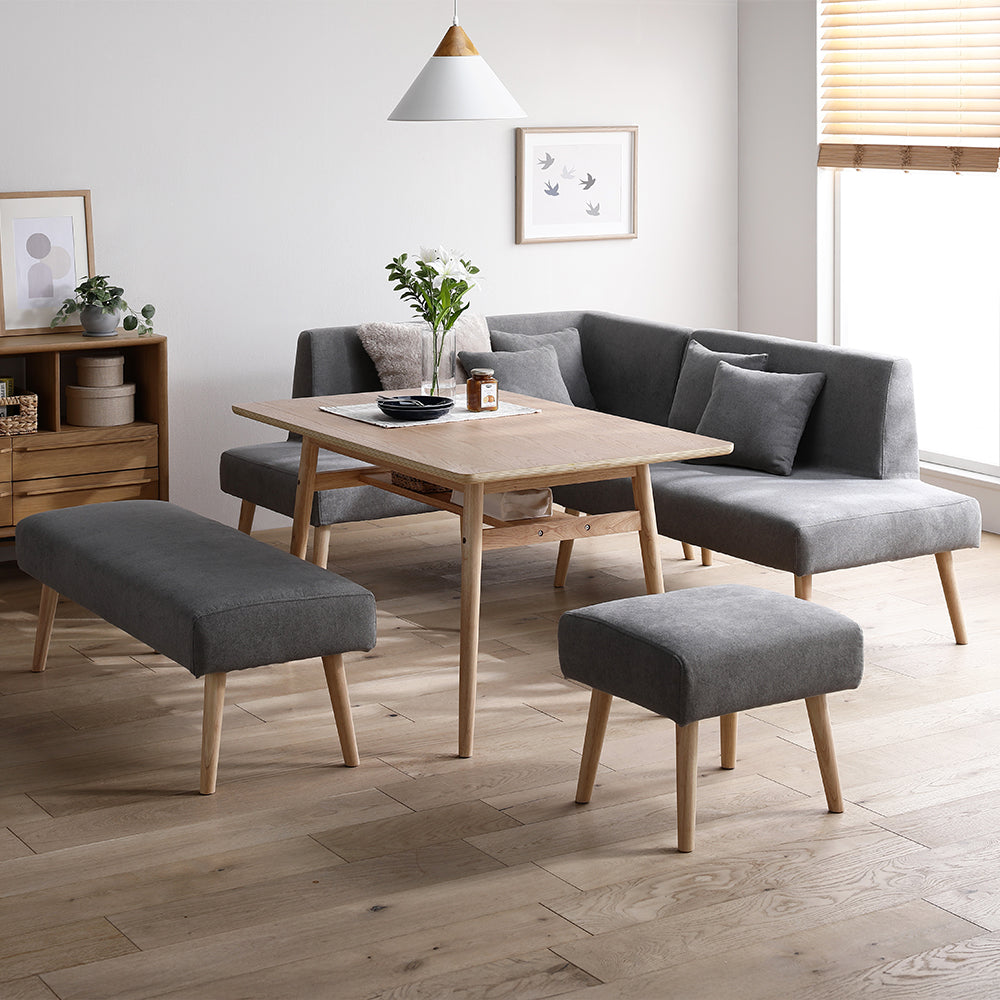 ソファダイニング L字5点セット(左カウチスタイル) 『Mivo ミヴォ』 グレー