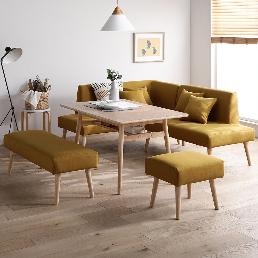 ソファダイニング L字5点セット(左カウチスタイル) 『Mivo ミヴォ』 イエロー